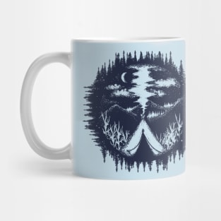 Mountains and camping tent retro style vintage Mug